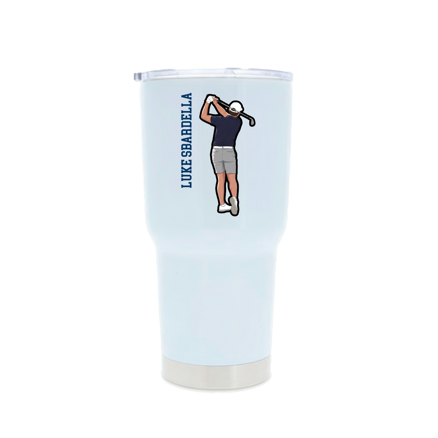30oz Stainless Steel Tumbler — Name Vertical in White