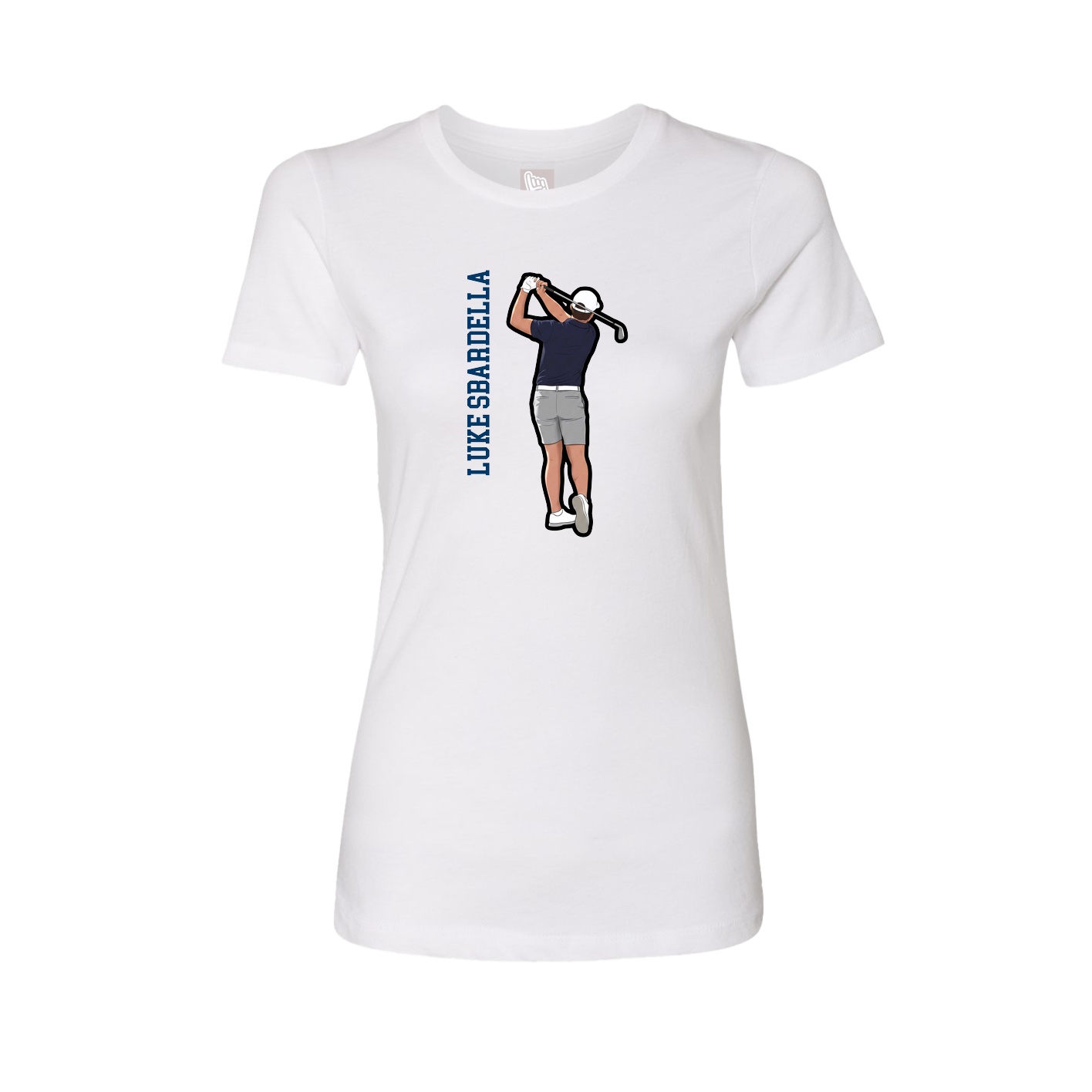 Womens Tee — Name Vertical in White