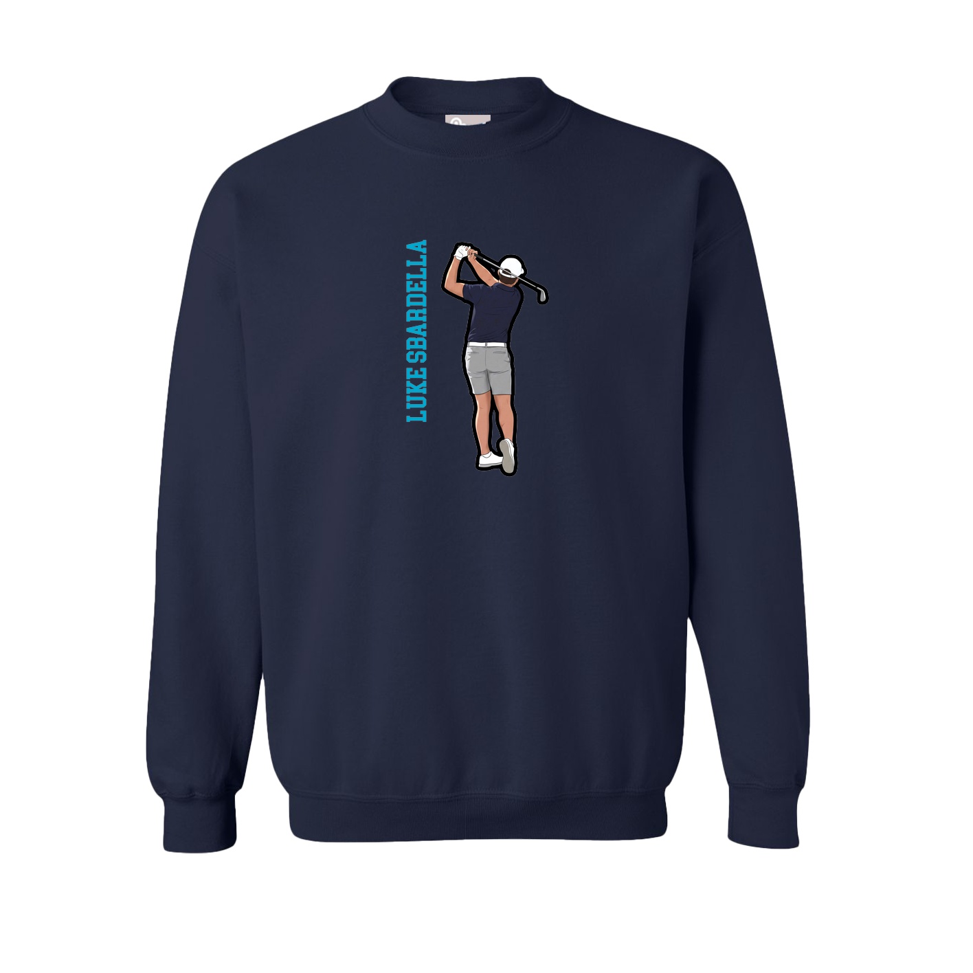 Fleece Crew — Name Vertical in Navy