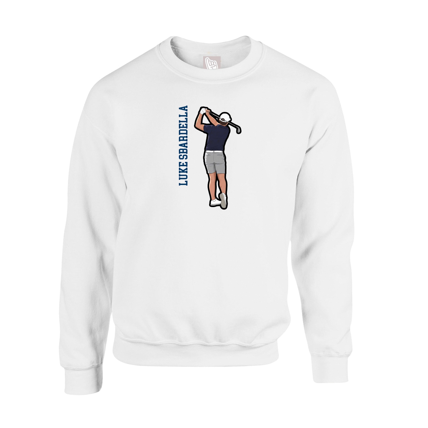 Fleece Crew — Name Vertical in White