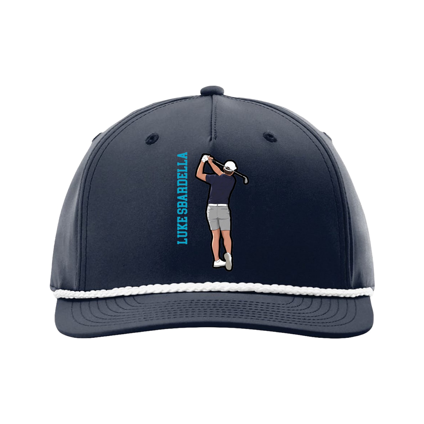 Five-Panel Classic Rope Cap — Name Vertical in Navy