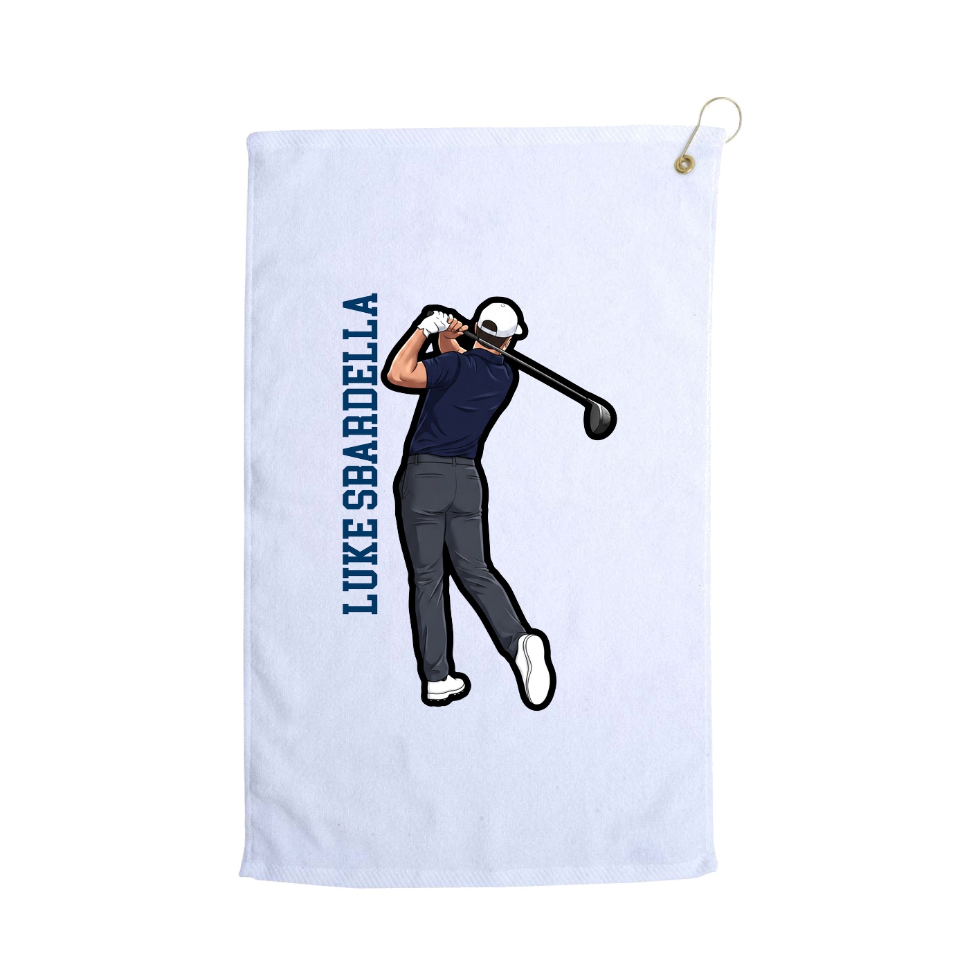 Golf Towel — Name Vertical in White