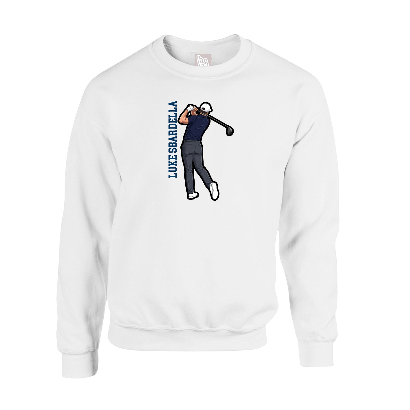 Fleece Crew — Name Vertical in White