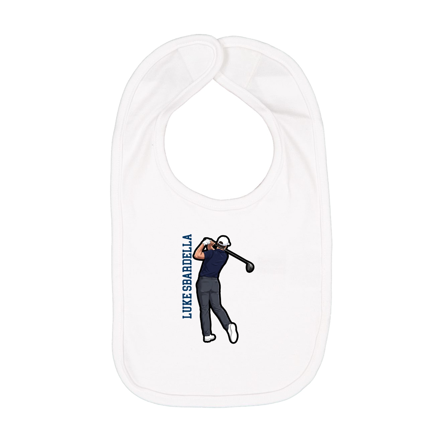 Infant Bib — Name Vertical in White