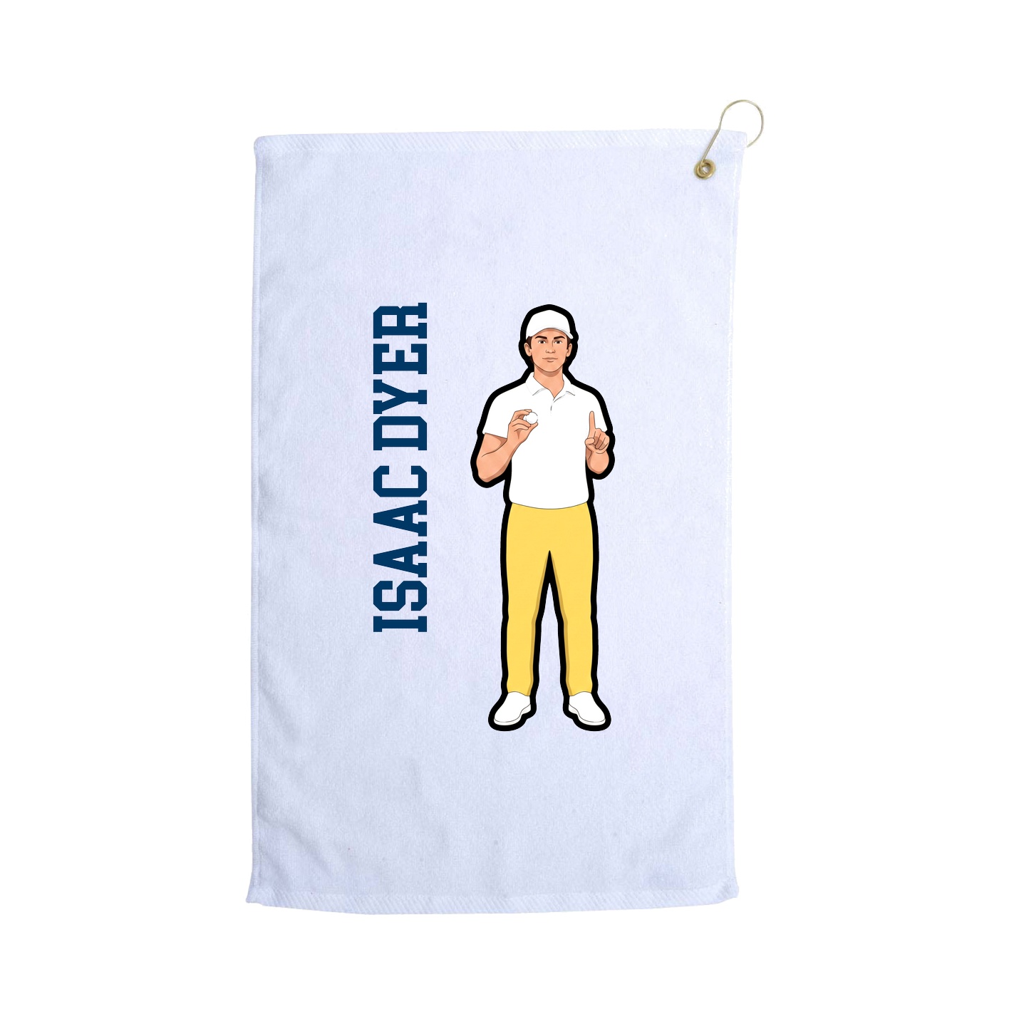 Golf Towel — Name Vertical in White