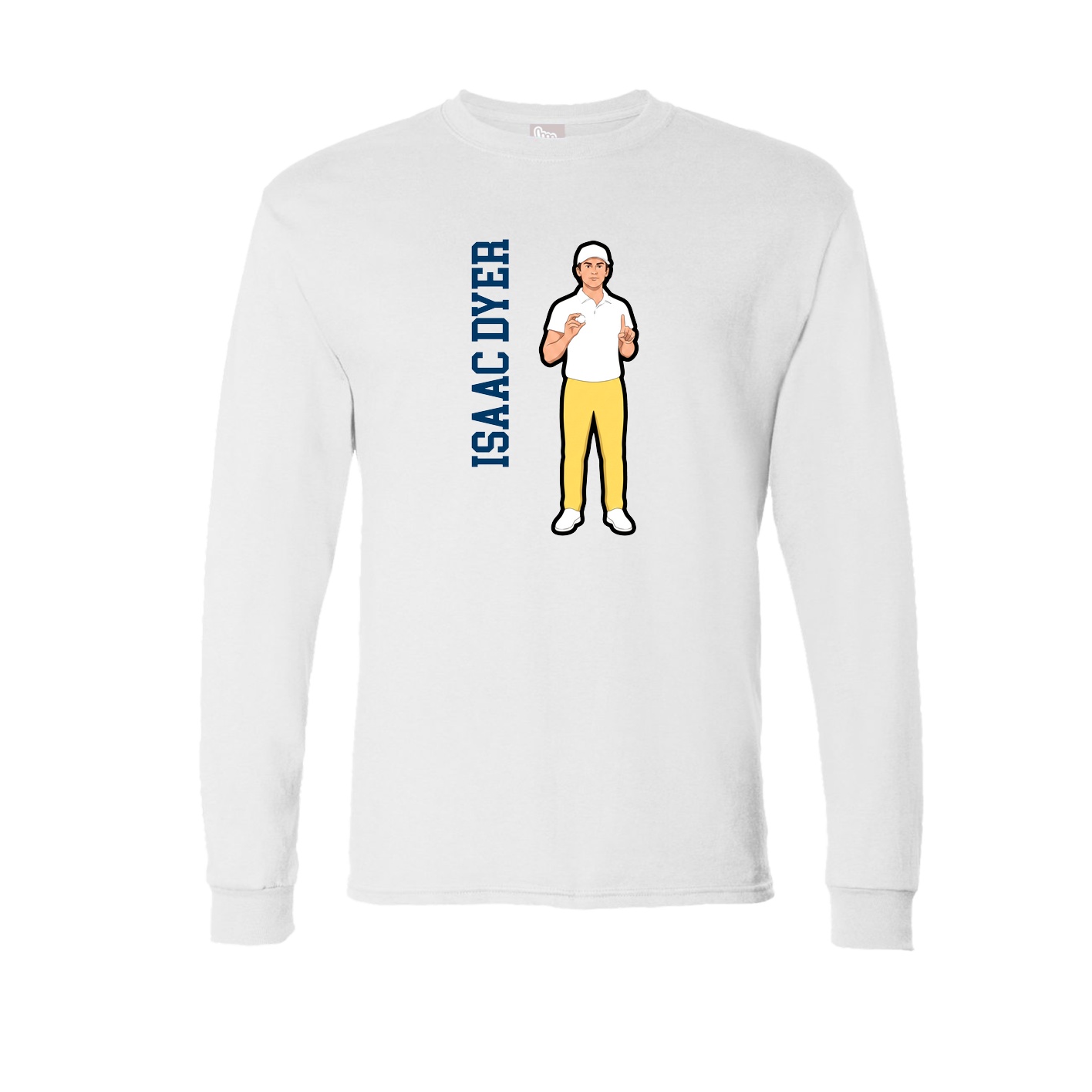 Long Sleeve Tee — Name Vertical in White