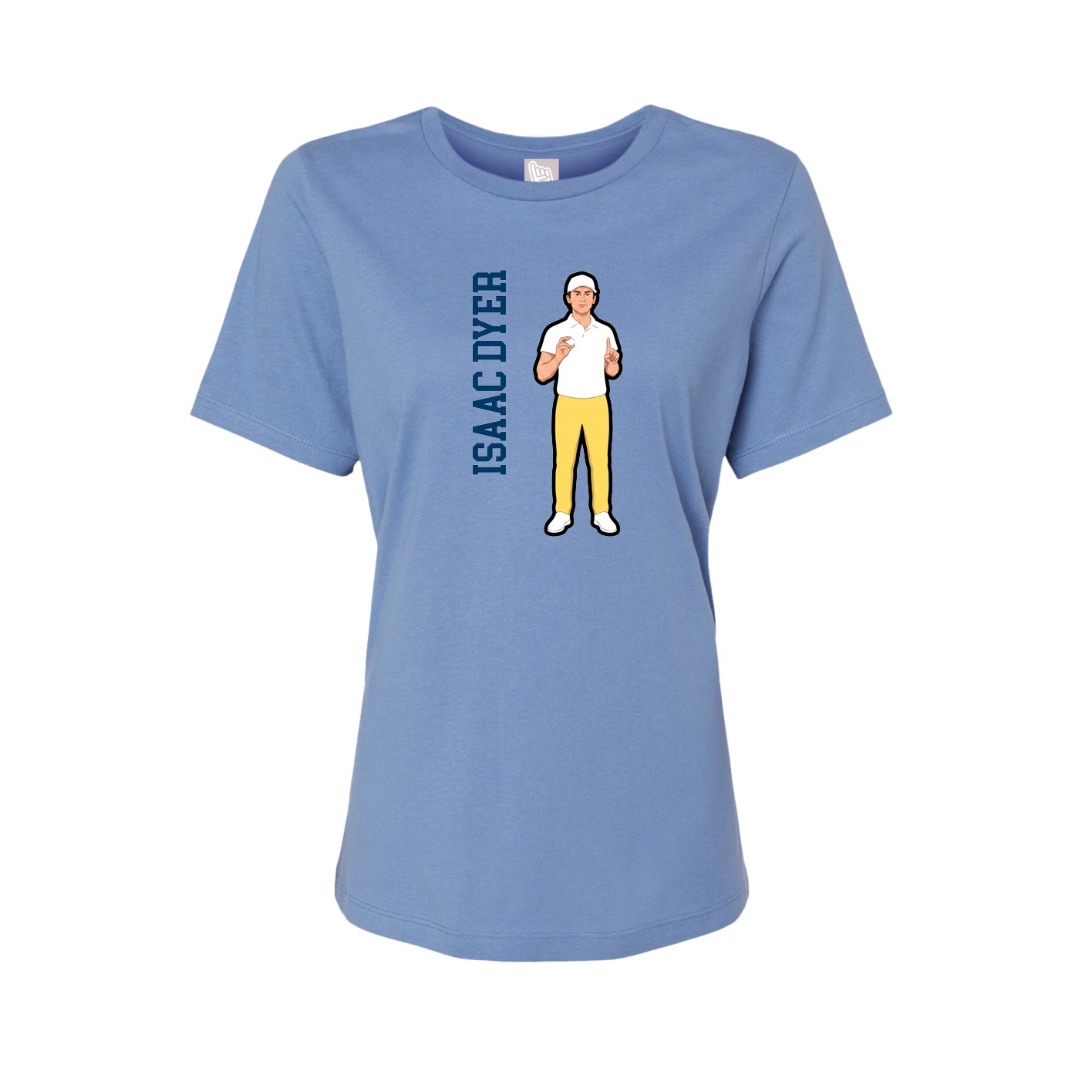 Womens Tee — Name Vertical in Powder Blue