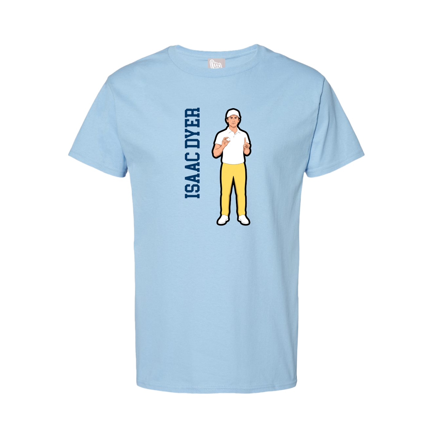 Youth Tee — Name Vertical in Light Blue