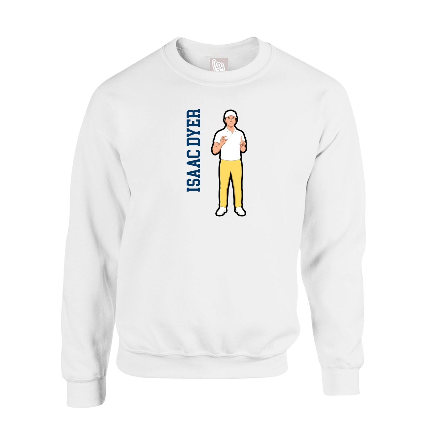 Fleece Crew — Name Vertical in White