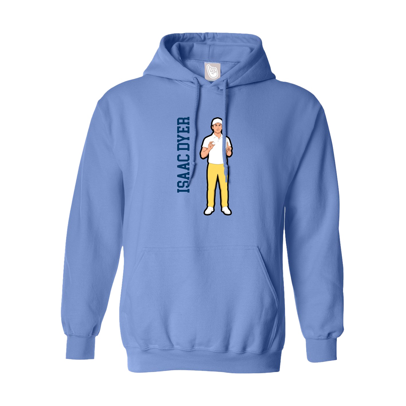 Youth Hoodie — Name Vertical in Powder Blue