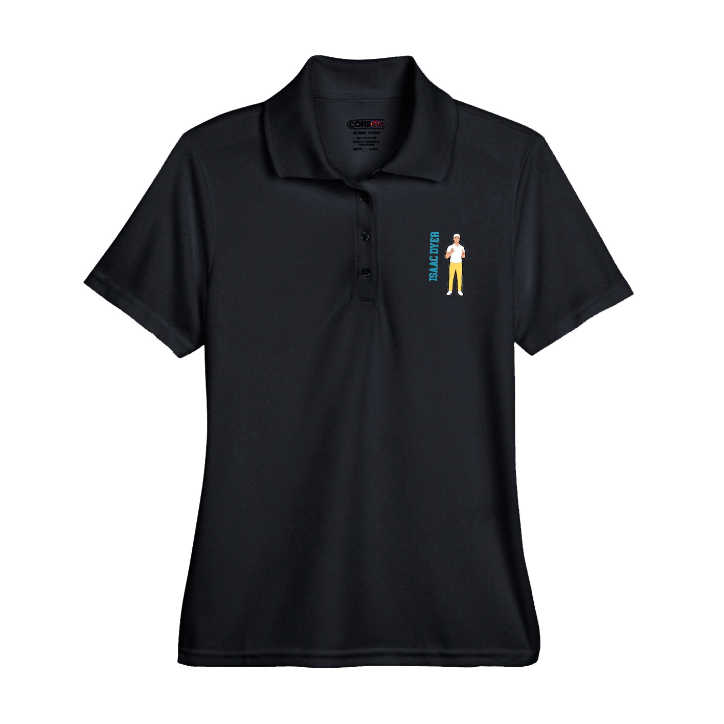 Womens Performance Polo — Name Vertical in Black