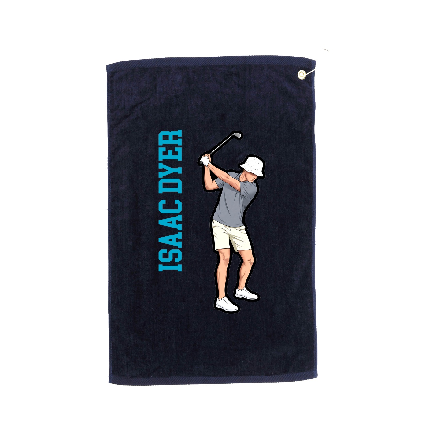 Golf Towel — Name Vertical in Navy