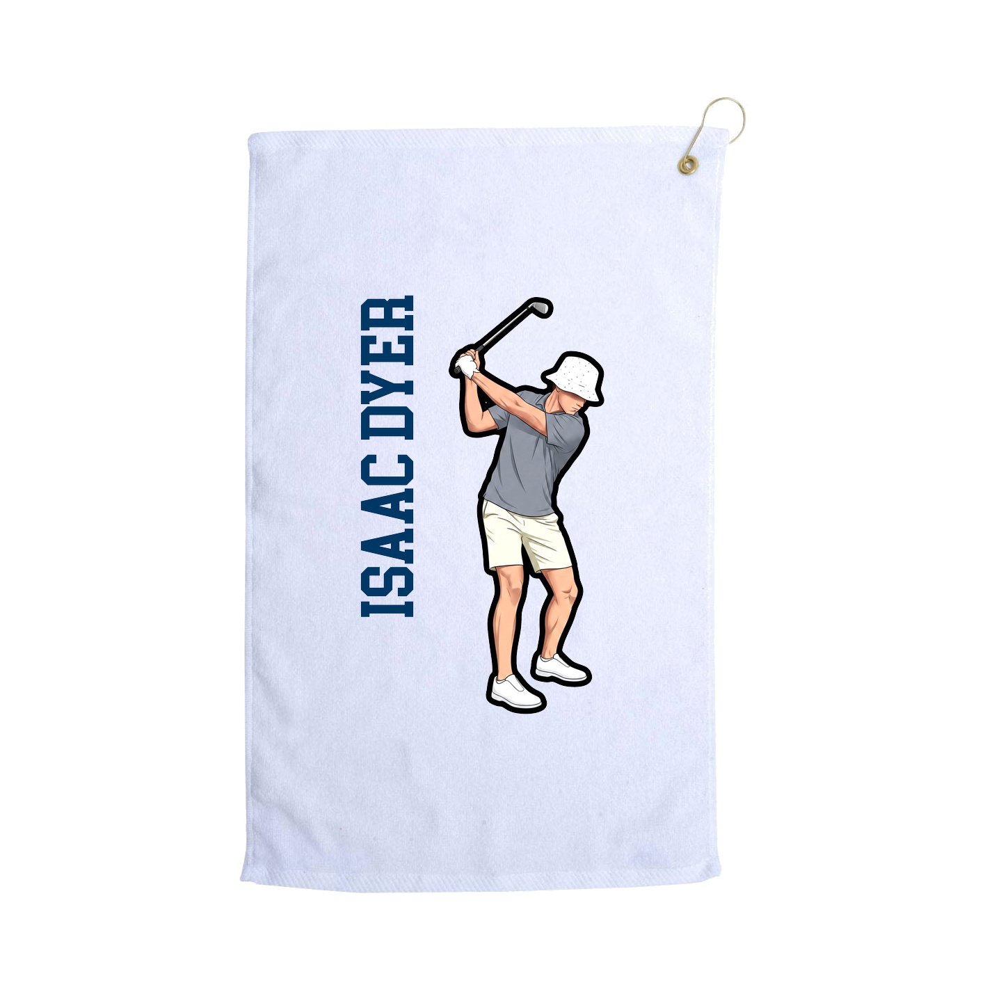 Golf Towel — Name Vertical in White