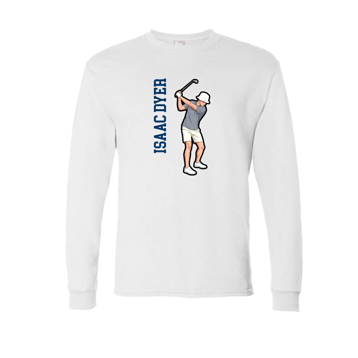 Long Sleeve Tee — Name Vertical in White