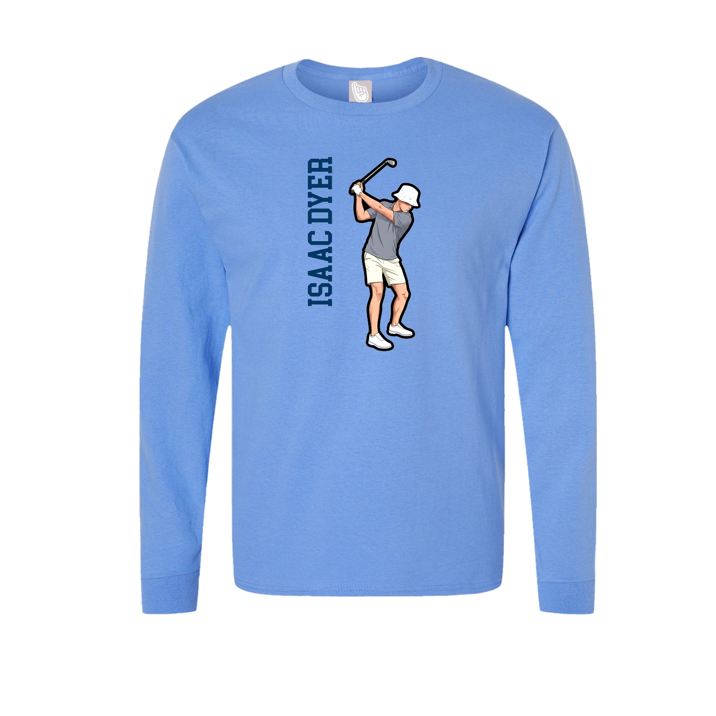 Long Sleeve Tee — Name Vertical in Powder Blue