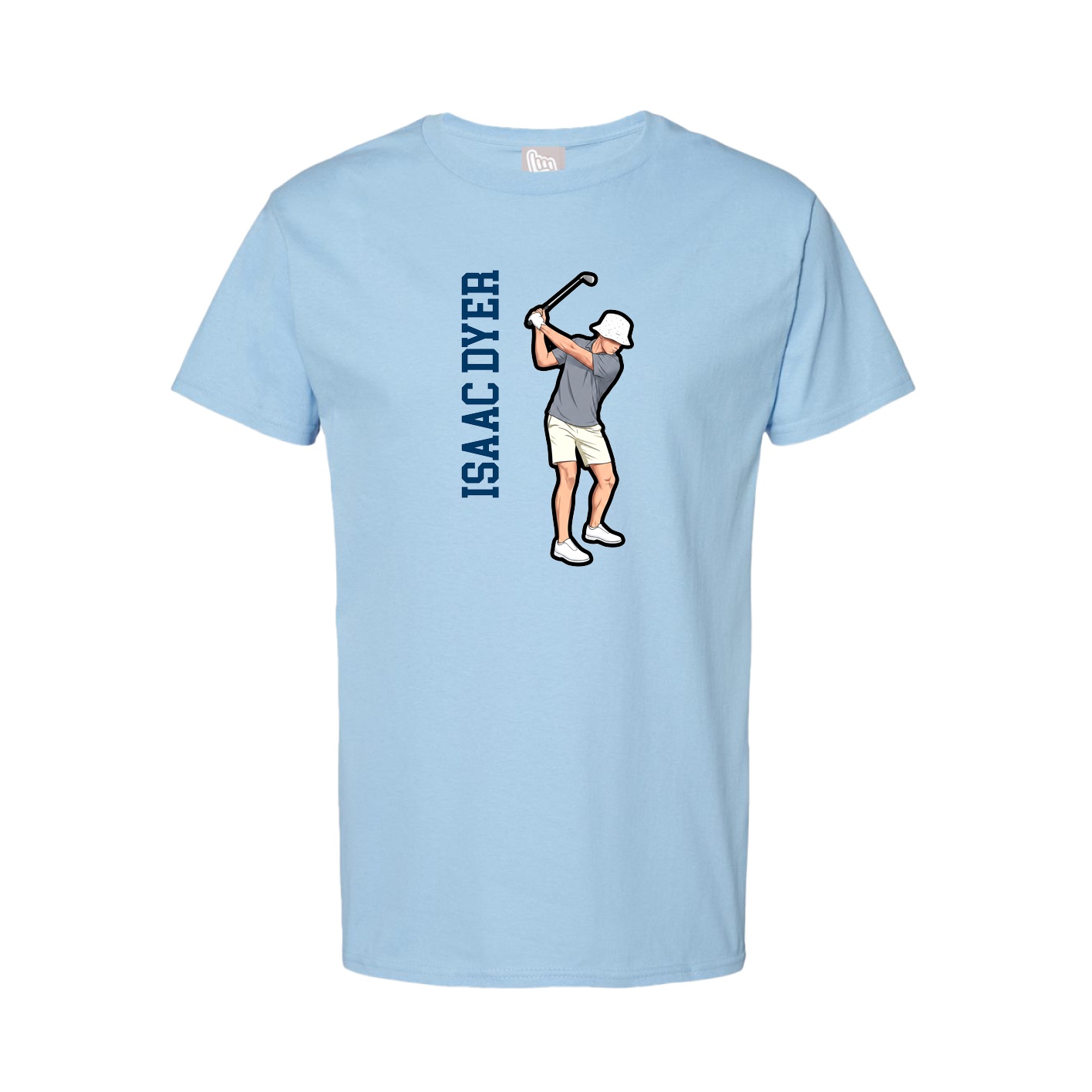 Youth Tee — Name Vertical in Light Blue