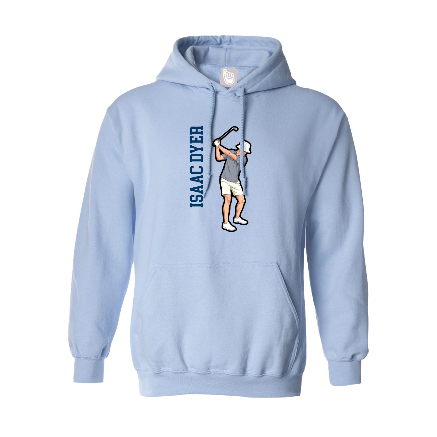 Hoodie — Name Vertical in Light Blue