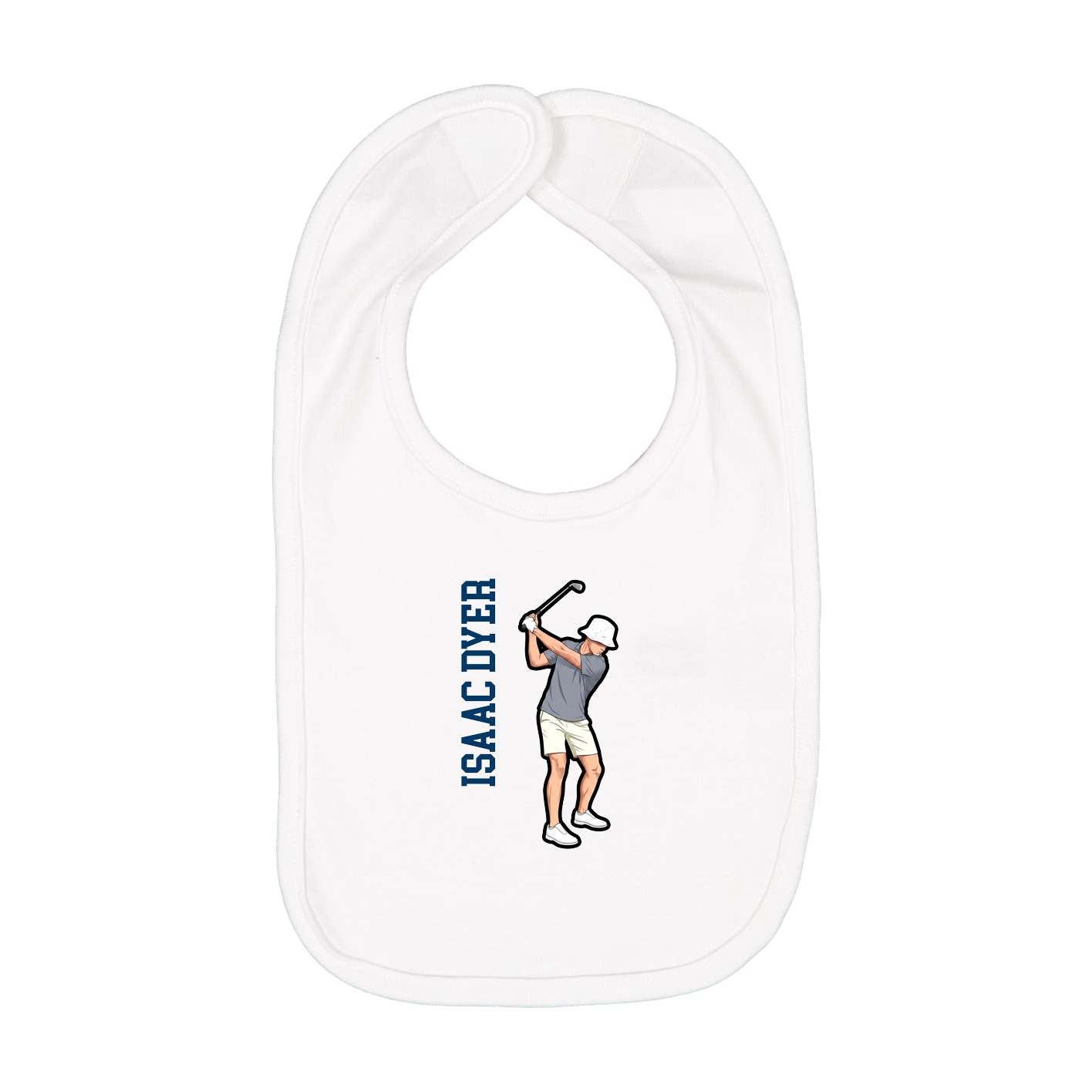 Infant Bib — Name Vertical in White