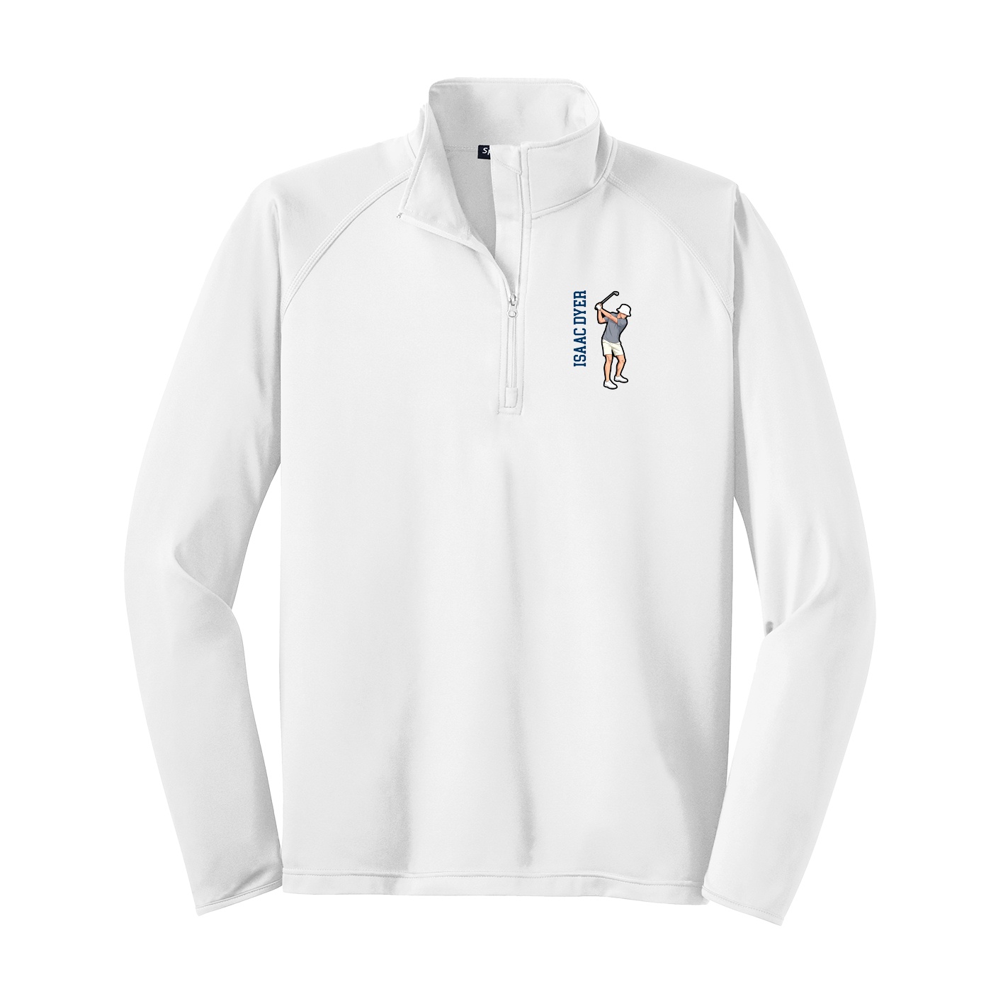 Q-Zip Pullover — Name Vertical in White