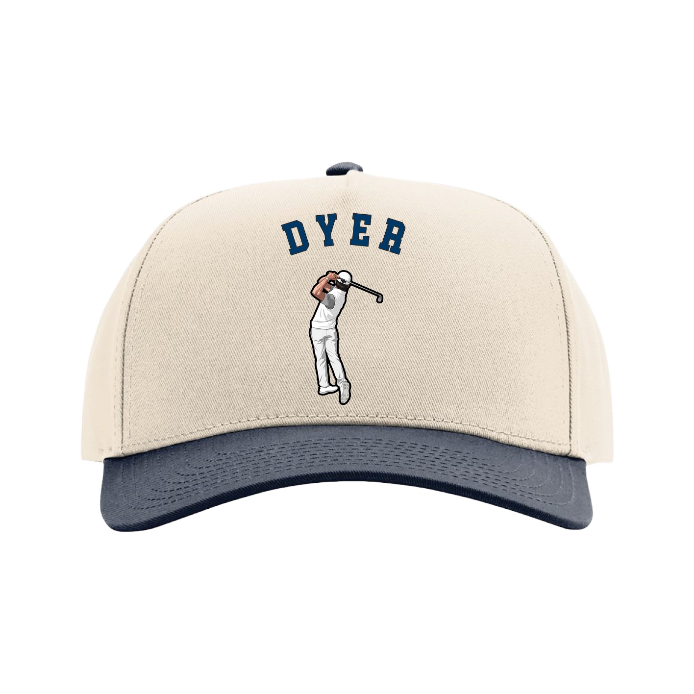 Full Fabric Five-Panel Champ Cap — Shirsey Arch in Cream/Navy