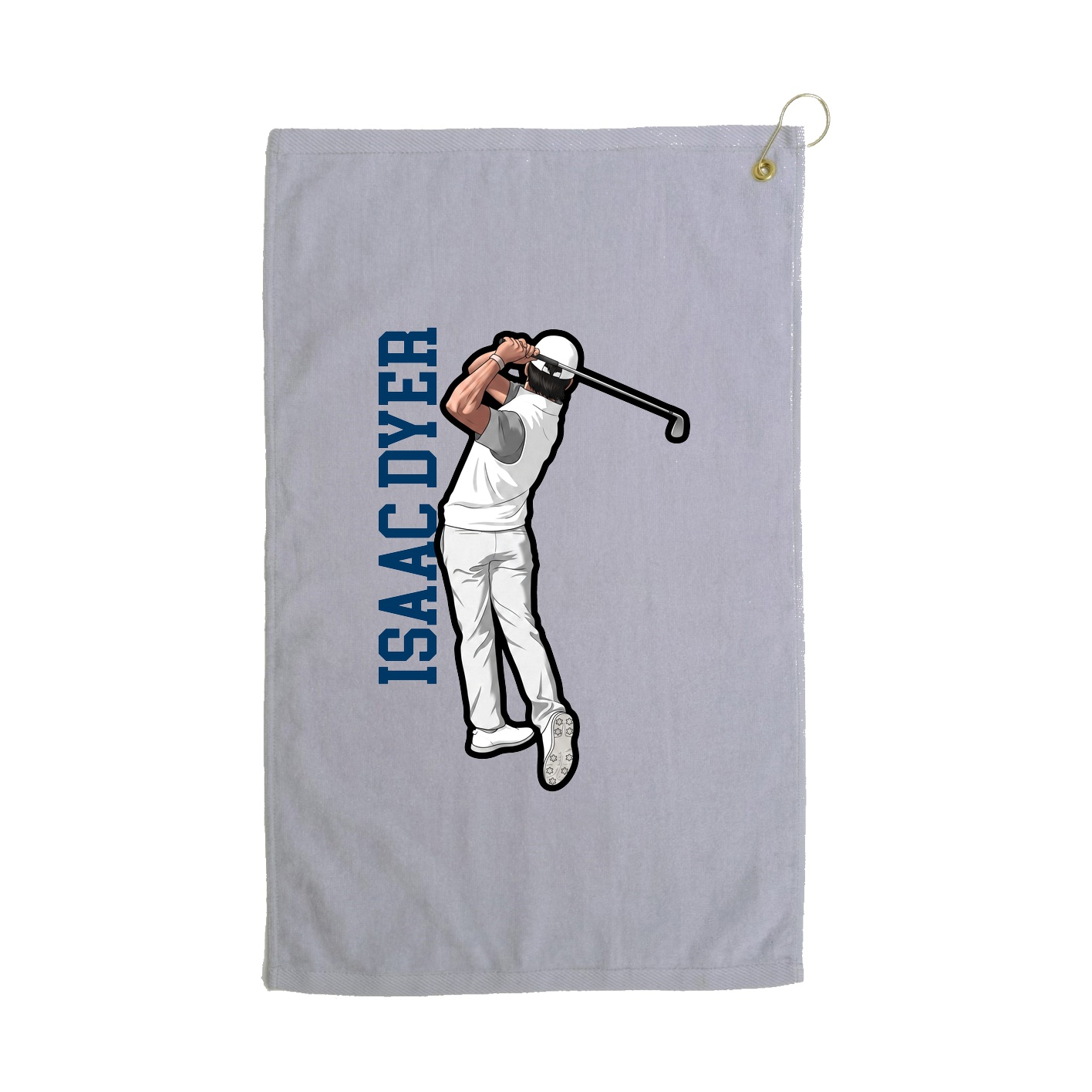 Golf Towel — Name Vertical in Grey