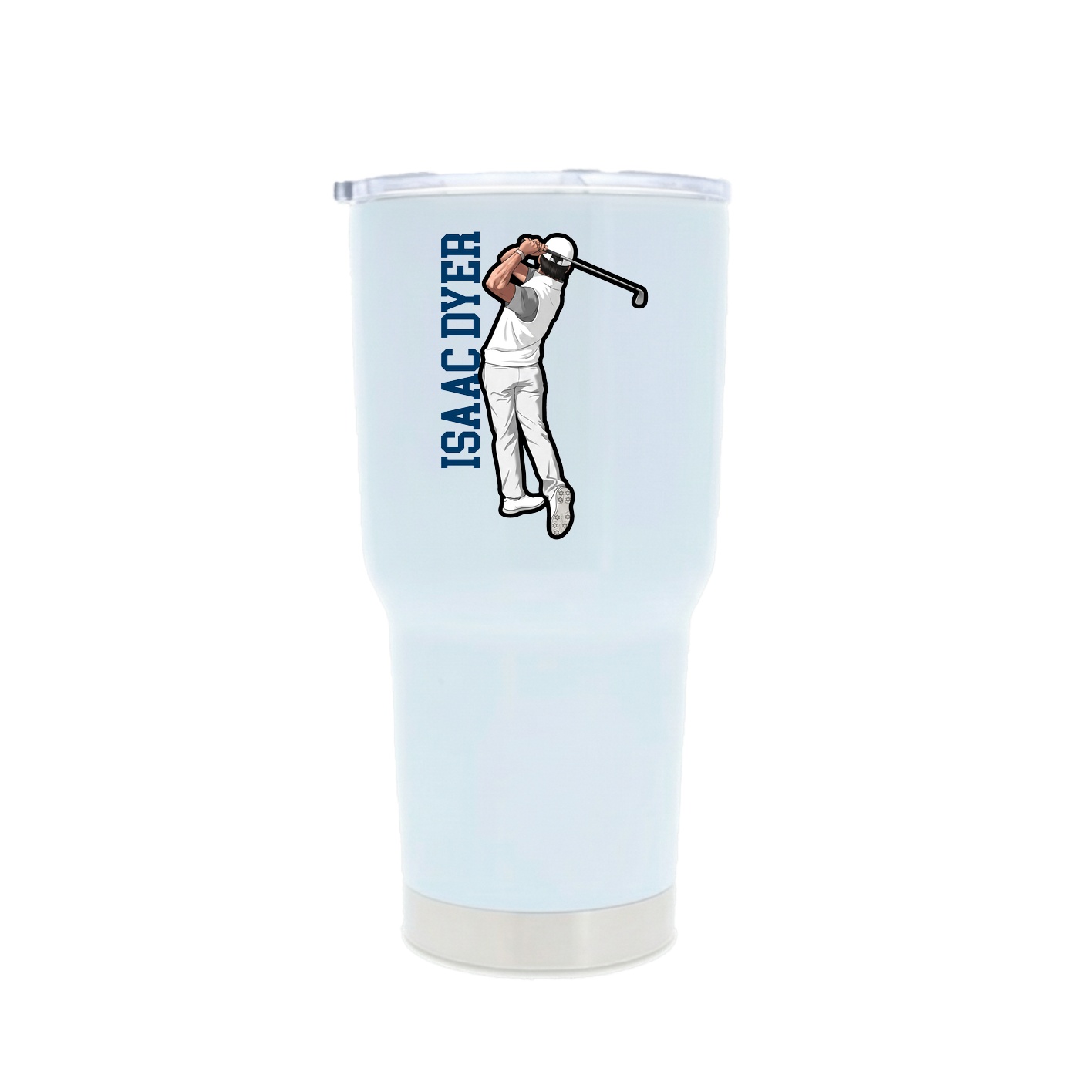 30oz Stainless Steel Tumbler — Name Vertical in White