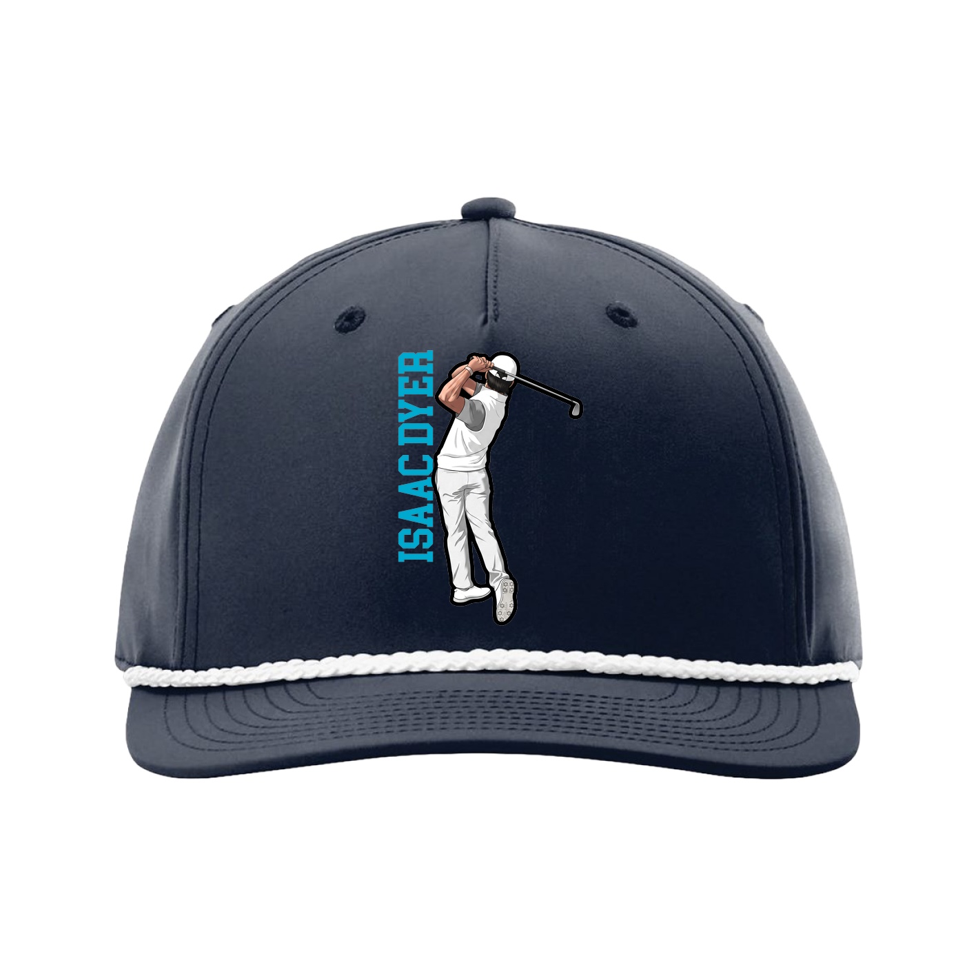 Five-Panel Classic Rope Cap — Name Vertical in Navy
