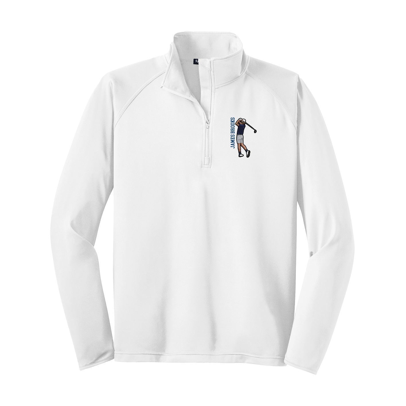 Q-Zip Pullover — Name Vertical in White