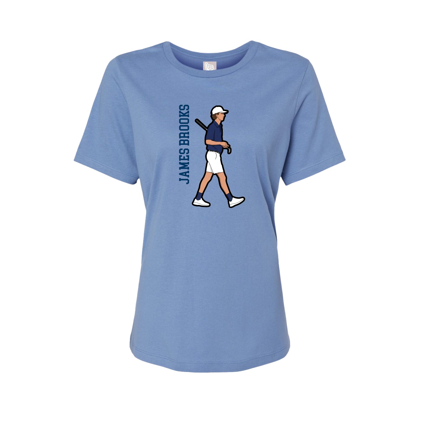Womens Tee — Name Vertical in Powder Blue