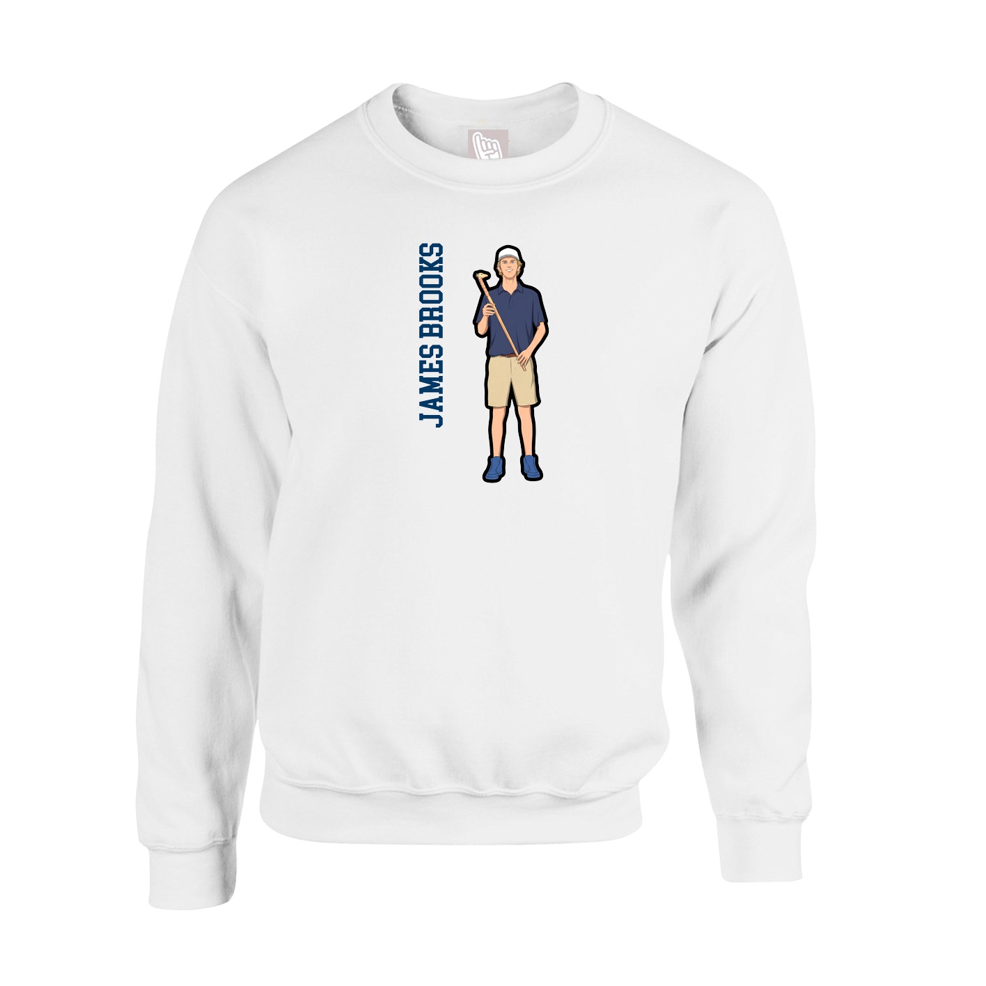 Fleece Crew — Name Vertical in White