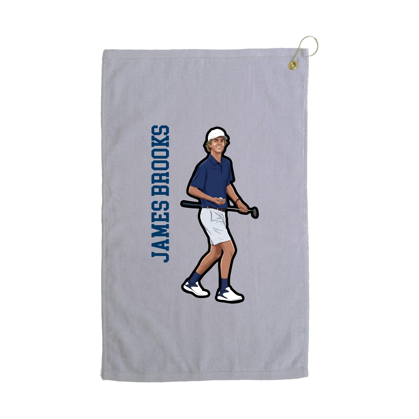 Golf Towel — Name Vertical in Grey