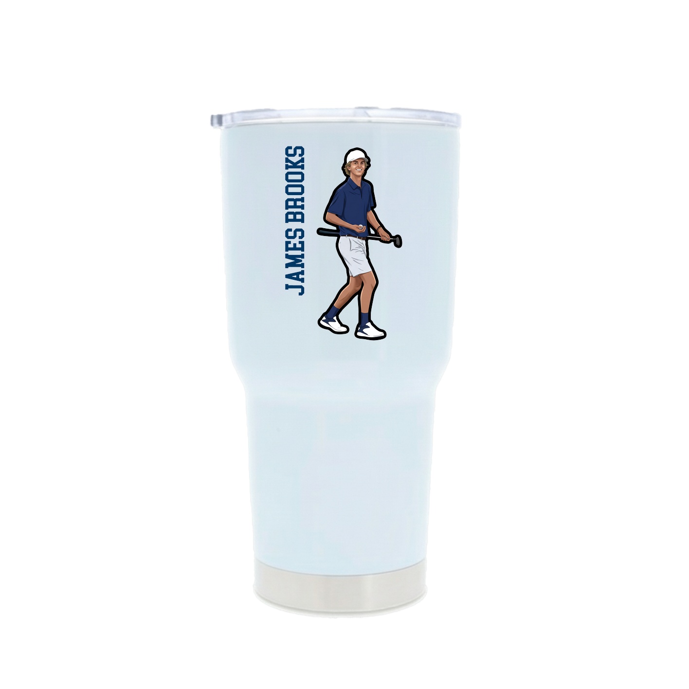 30oz Stainless Steel Tumbler — Name Vertical in White