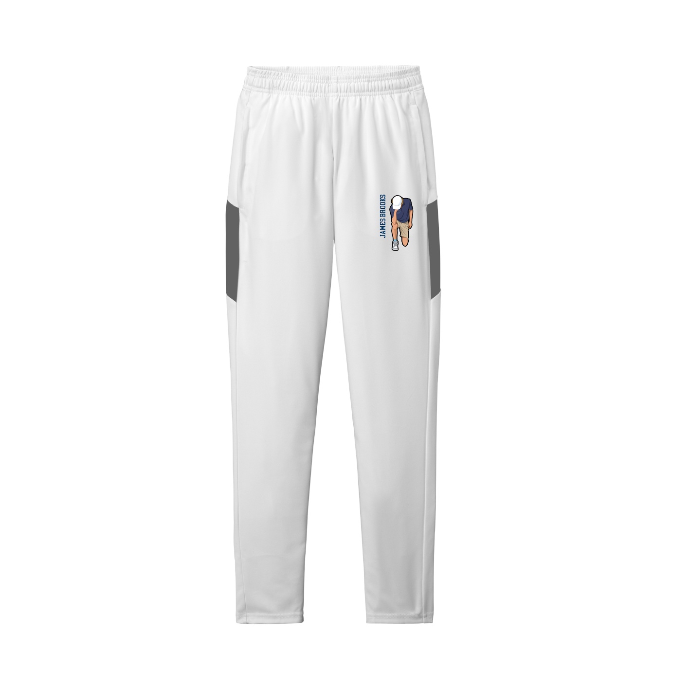Team Travel Pant — Name Vertical in White/Grey