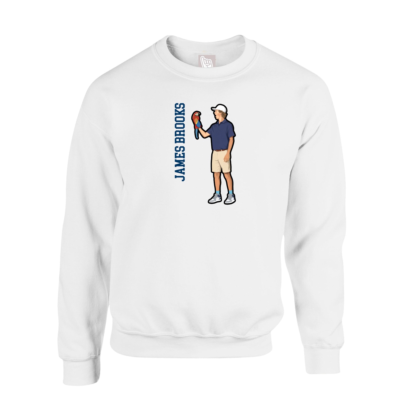 Fleece Crew — Name Vertical in White