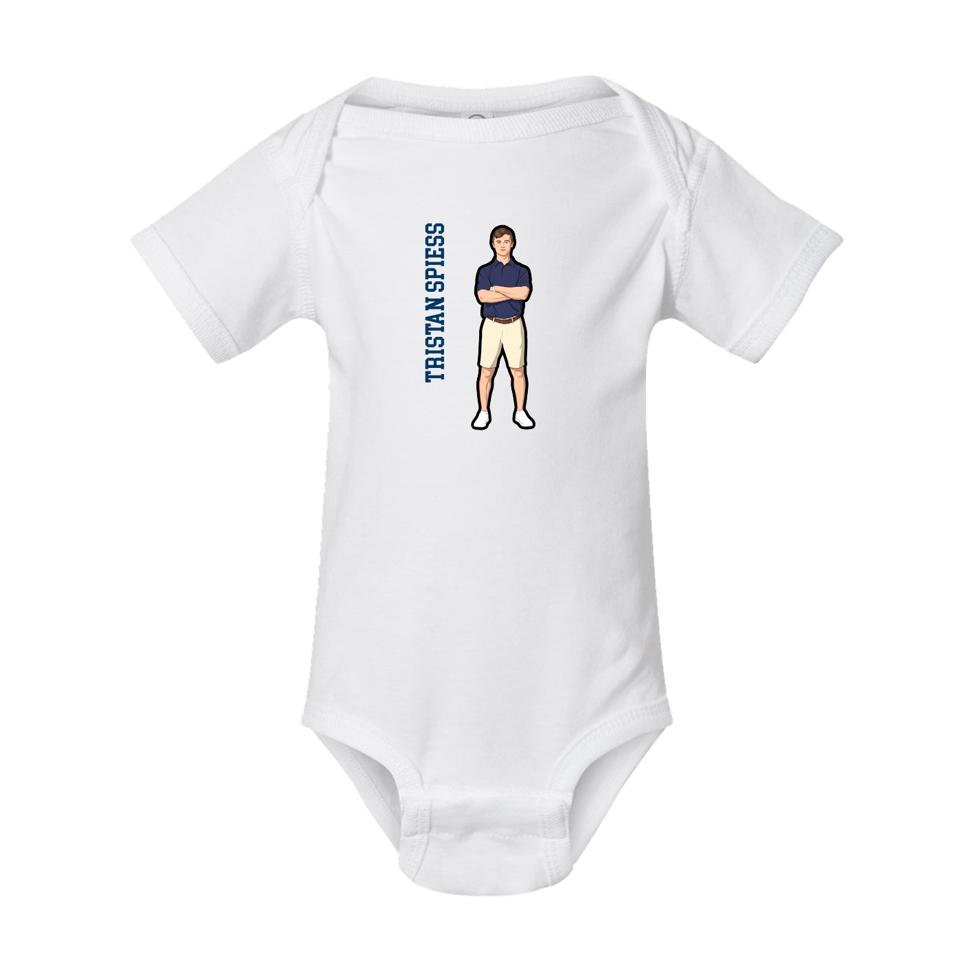Baby Onesie — Name Vertical in White