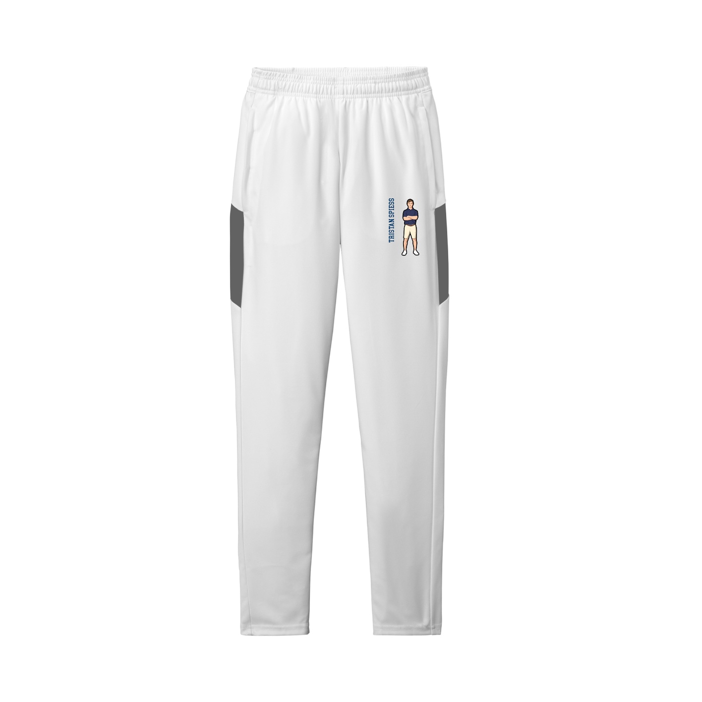 Team Travel Pant — Name Vertical in White/Grey