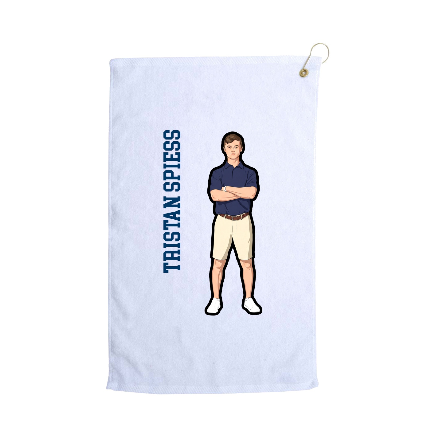 Golf Towel — Name Vertical in White