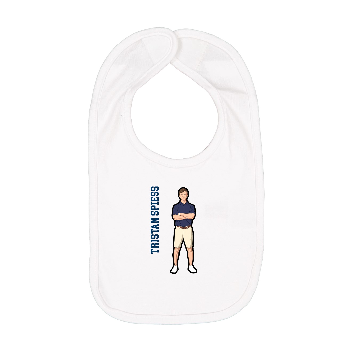 Infant Bib — Name Vertical in White
