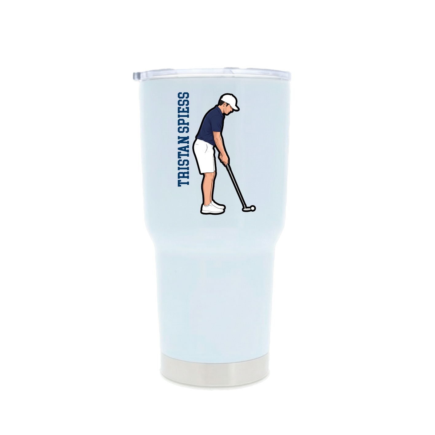30oz Stainless Steel Tumbler — Name Vertical in White