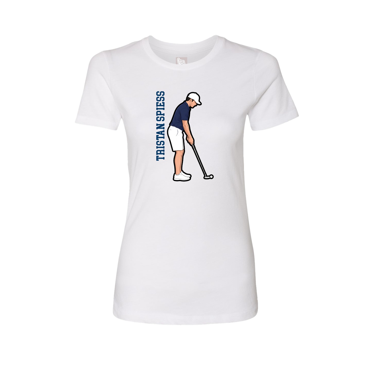 Womens Tee — Name Vertical in White