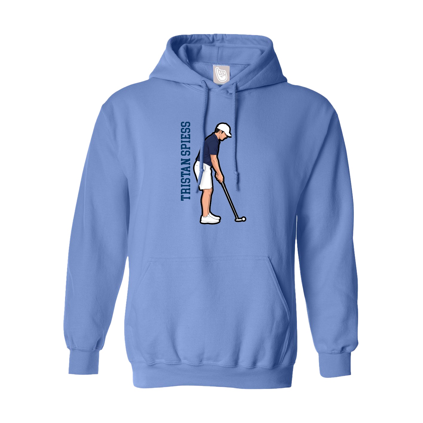 Hoodie — Name Vertical in Powder Blue