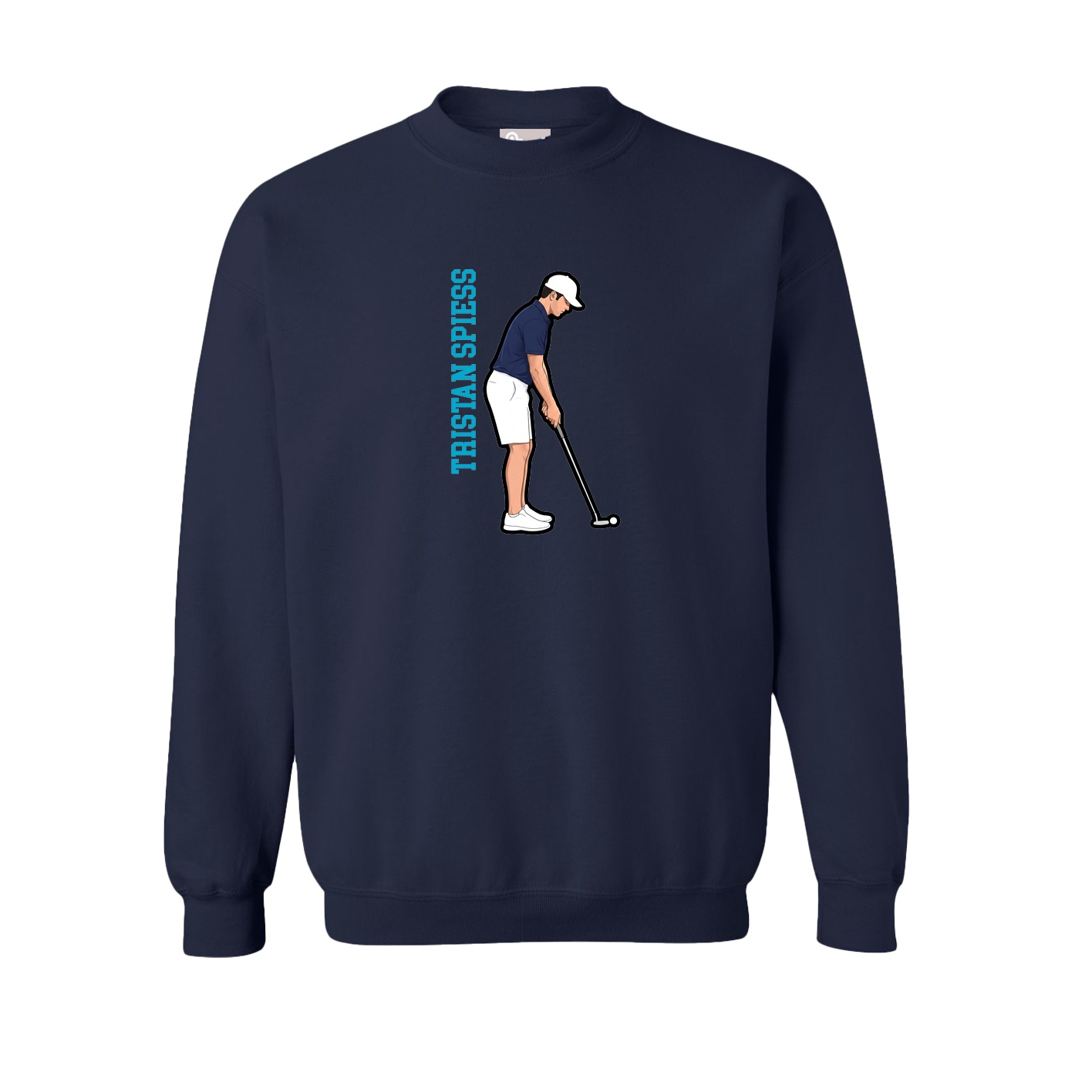 Fleece Crew — Name Vertical in Navy