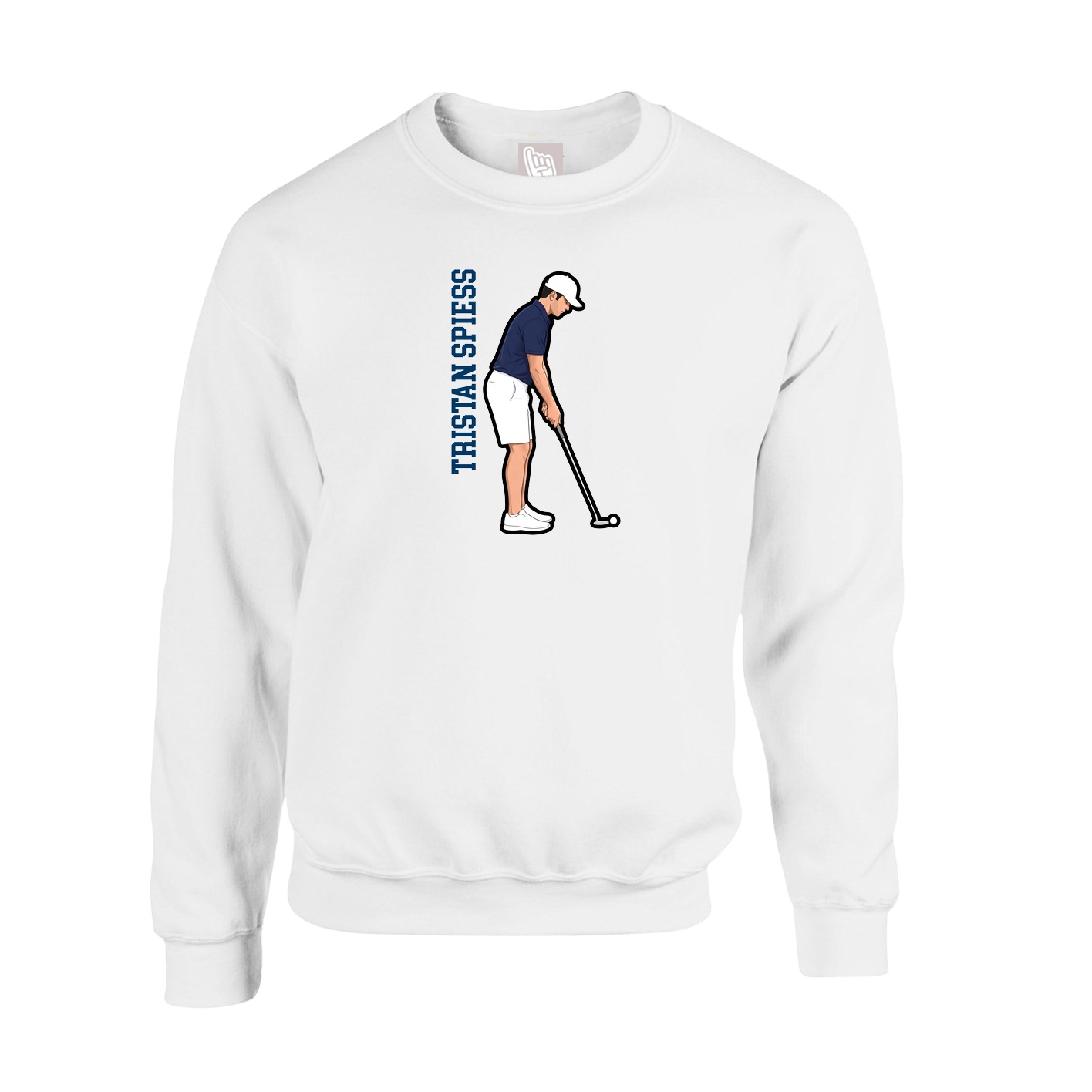 Fleece Crew — Name Vertical in White