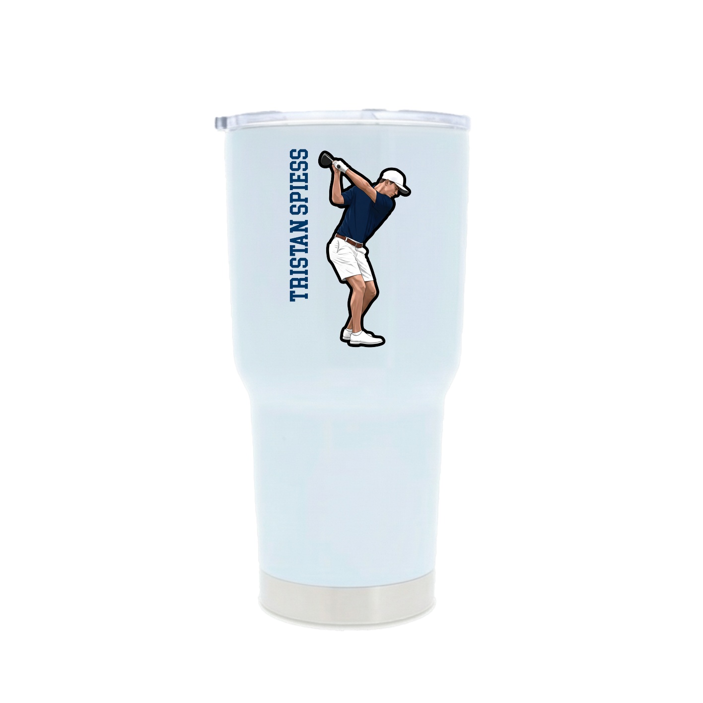 30oz Stainless Steel Tumbler — Name Vertical in White