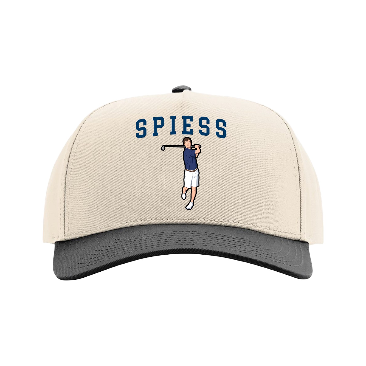 Full Fabric Five-Panel Champ Cap — Shirsey in Cream/Black