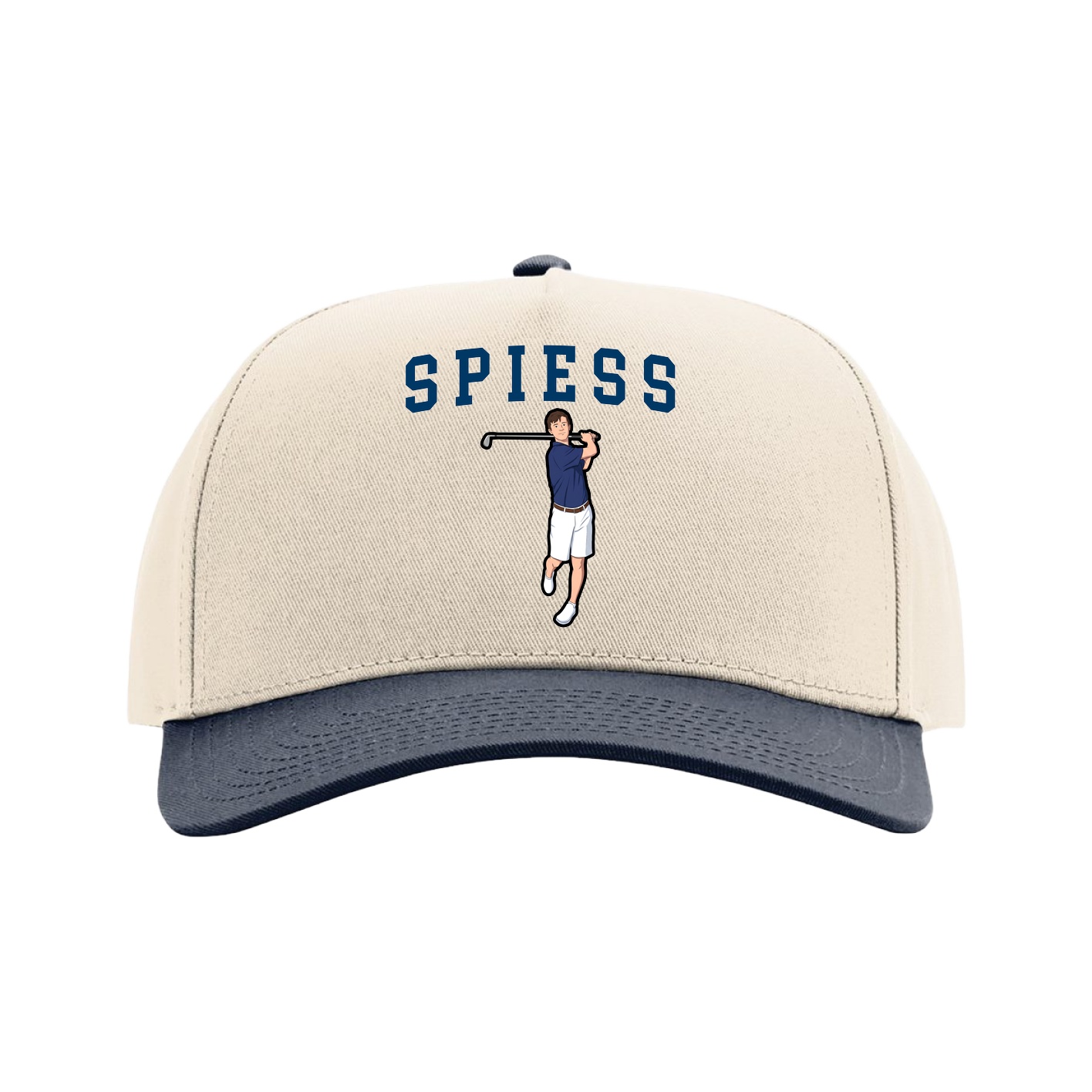 Full Fabric Five-Panel Champ Cap — Shirsey in Cream/Navy