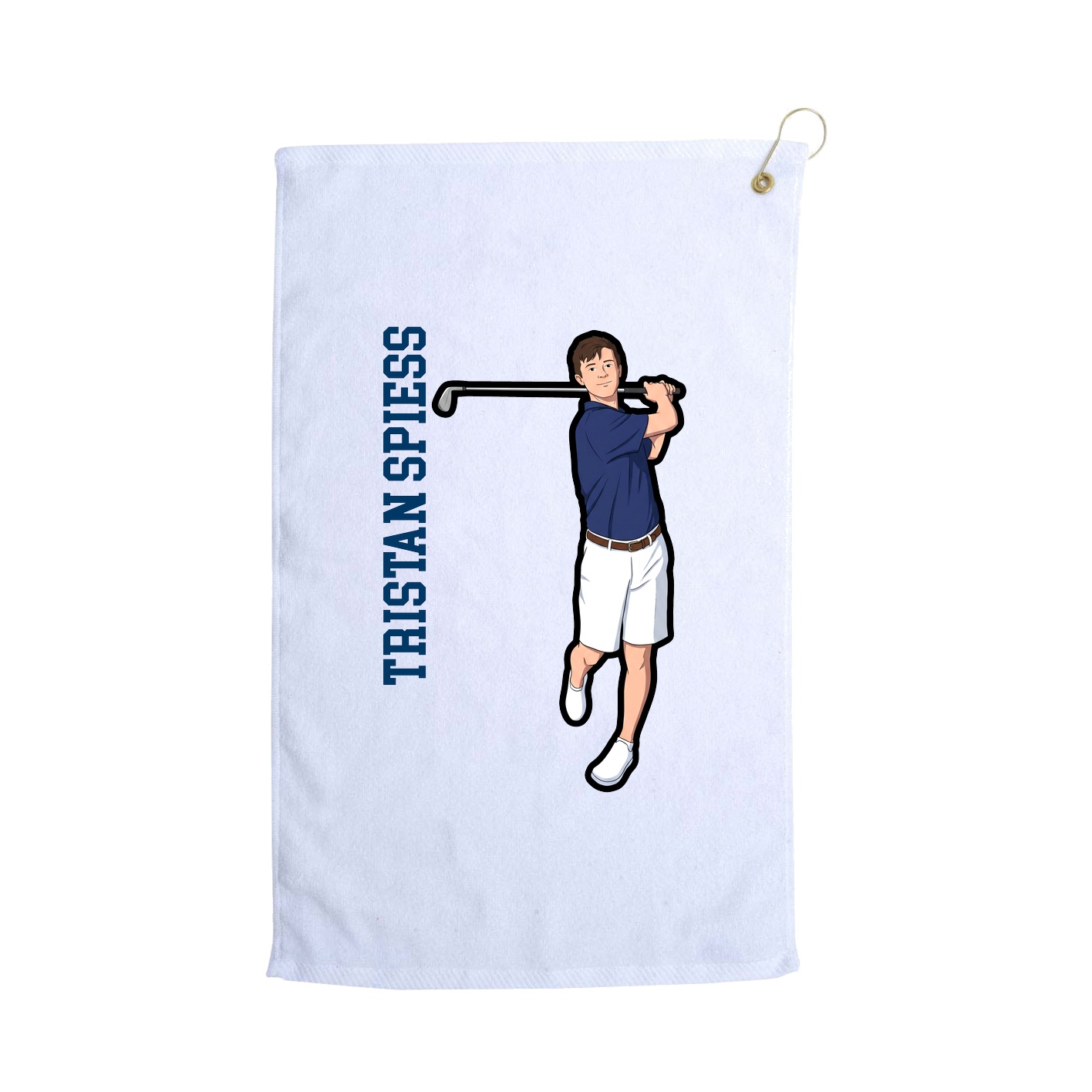 Golf Towel — Name Vertical in White