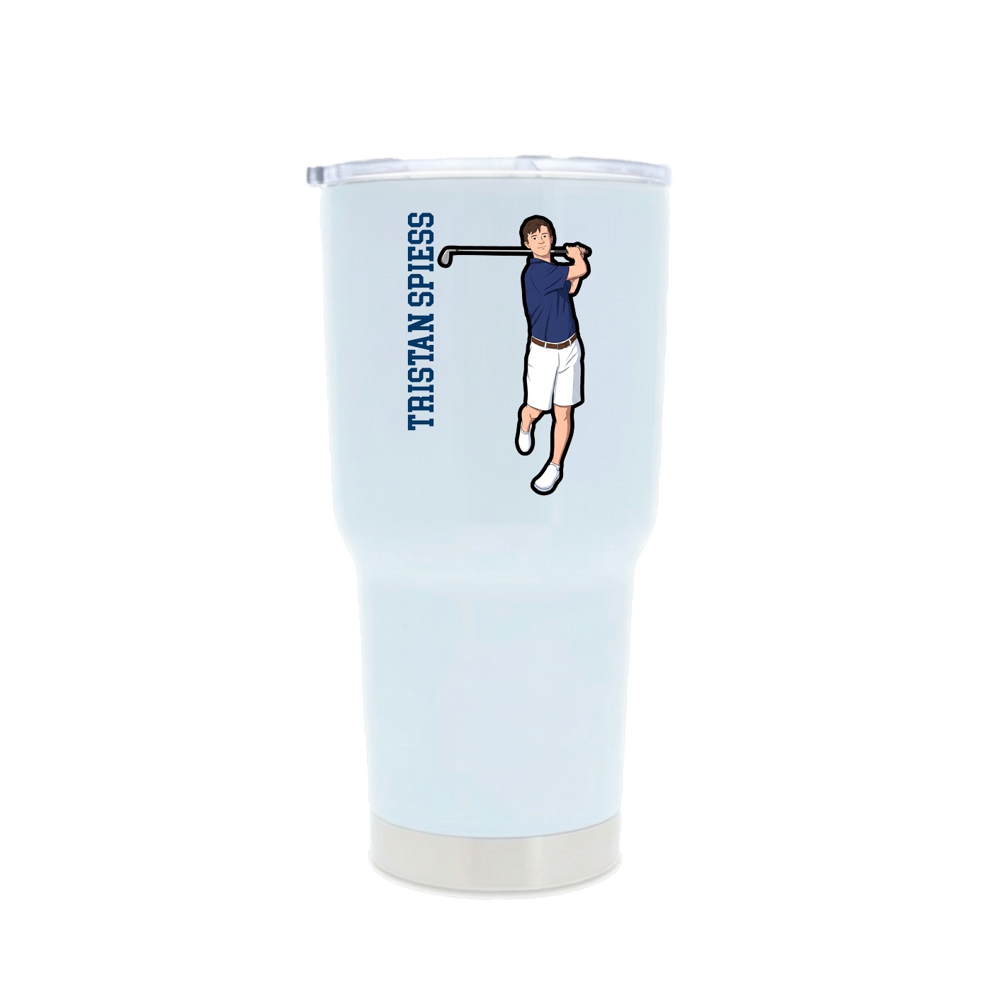 30oz Stainless Steel Tumbler — Name Vertical in White