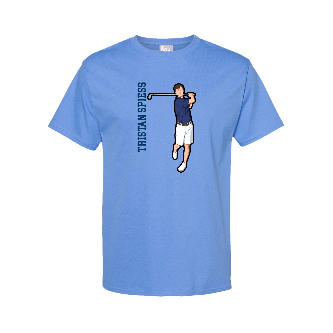 Tee — Name Vertical in Powder Blue