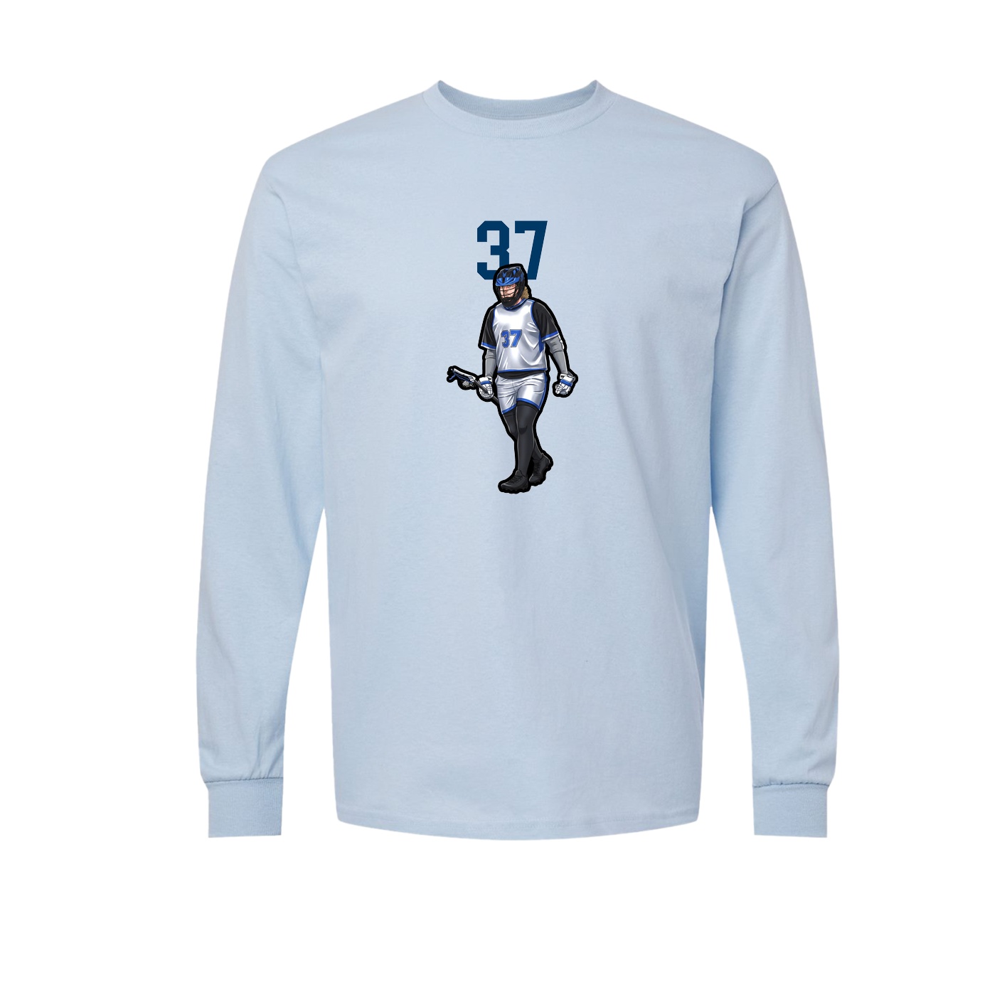 Long Sleeve Tee — Number Top in Light Blue